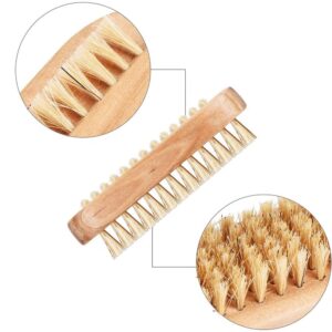 double-sided wooden nail brush with natural boar bristles for manicure and pedicure cleaning