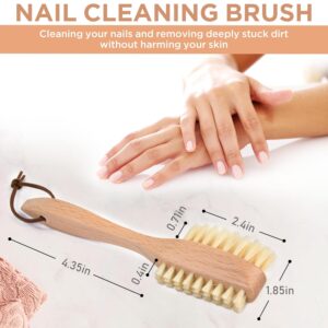 long handle wooden nail scrub brush with double-sided natural boar bristles for hand and nail cleaning