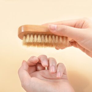 double-sided wooden nail brush with natural boar bristles for manicure and pedicure cleaning