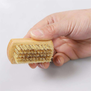 small wooden nail cleaning brush with natural boar bristles for hand and shoe cleaning
