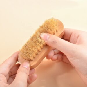 double-sided wooden nail brush with natural boar bristles for manicure and pedicure cleaning
