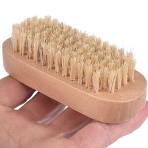 double-sided wooden nail brush with natural boar bristles for manicure and pedicure cleaning