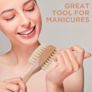 long handle wooden nail scrub brush with double-sided natural boar bristles for hand and nail cleaning