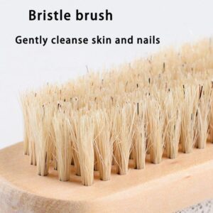 double-sided wooden foot file brush with pumice stone and bristles for foot care and exfoliation