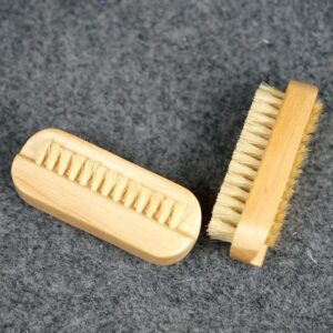 double-sided wooden nail brush with natural boar bristles for manicure and pedicure cleaning