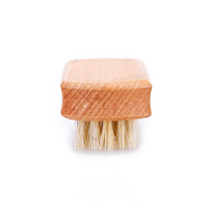 small wooden nail cleaning brush with natural boar bristles for hand and shoe cleaning