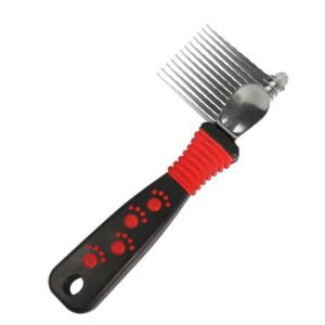 stainless steel row teeth pet grooming comb with ergonomic handle