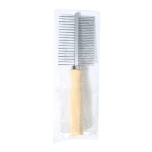 wooden handle metal pet grooming comb for removing tangles and loose hair in dogs and cats