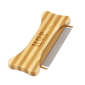bamboo pet flea comb with fine metal teeth for removing lice and debris from dogs and cats
