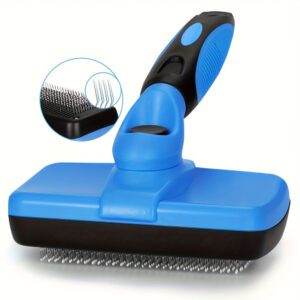 blue self cleaning slicker pet brush with stainless steel pins for dogs and cats