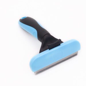 pet deshedding grooming tool with stainless steel blade for dogs and cats