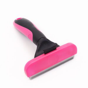 pet deshedding grooming tool with stainless steel blade for dogs and cats