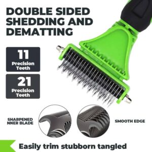double sided pet dematting comb with stainless steel blades and ergonomic handle for dogs and cats