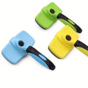 blue self cleaning slicker pet brush with stainless steel pins for dogs and cats
