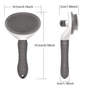 self cleaning pet grooming brush with one button hair removal feature for dogs and cats