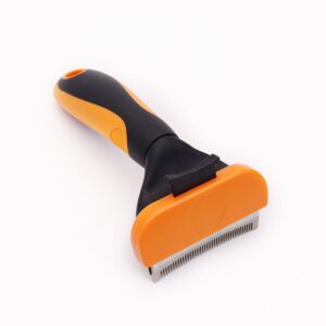 pet deshedding grooming tool with stainless steel blade for dogs and cats