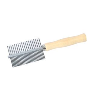 wooden handle metal pet grooming comb for removing tangles and loose hair in dogs and cats