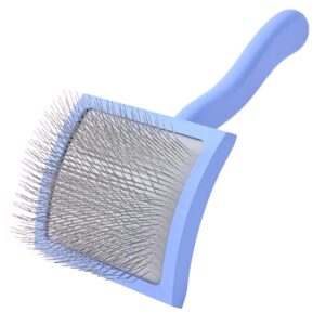 wooden handle slicker brush with long metal pins for grooming dogs and cats