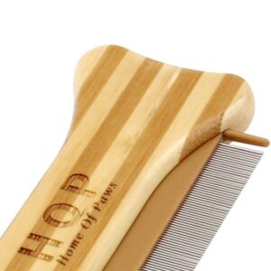 bamboo pet flea comb with fine metal teeth for removing lice and debris from dogs and cats