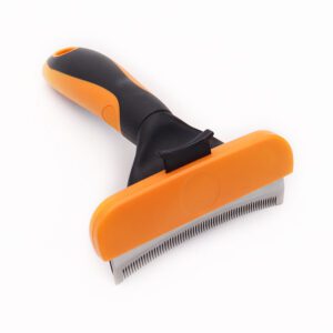 pet deshedding grooming tool with stainless steel blade for dogs and cats
