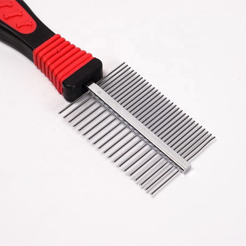 stainless steel long needle pet grooming comb for dogs and cats