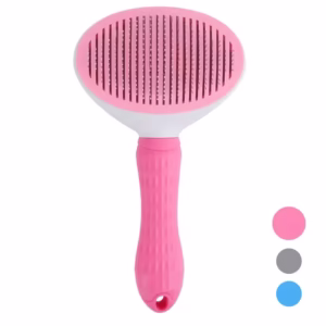 self cleaning pet grooming brush with one button hair removal feature for dogs and cats