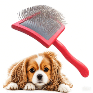 wooden handle slicker brush with long metal pins for grooming dogs and cats
