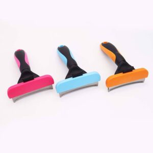 pet deshedding grooming tool with stainless steel blade for dogs and cats