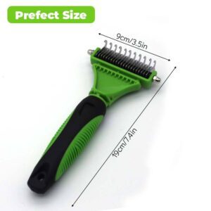 double sided pet dematting comb with stainless steel blades and ergonomic handle for dogs and cats