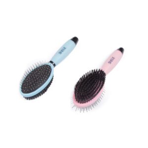 double sided pet grooming brush with pin and bristle sides for dogs and cats