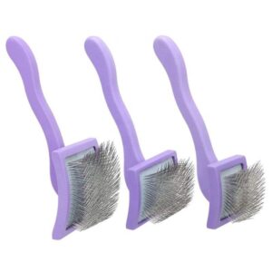wooden handle slicker brush with long metal pins for grooming dogs and cats
