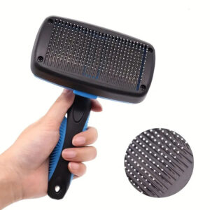 blue self cleaning slicker pet brush with stainless steel pins for dogs and cats