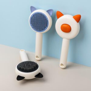 cute self cleaning pet grooming brush with stainless steel pins for dogs and cats