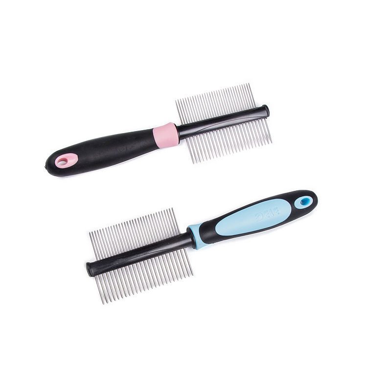 double-sided stainless steel pet grooming comb for dogs and cats