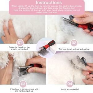 stainless steel row teeth pet grooming comb with ergonomic handle
