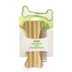 bamboo pet flea comb with fine metal teeth for removing lice and debris from dogs and cats