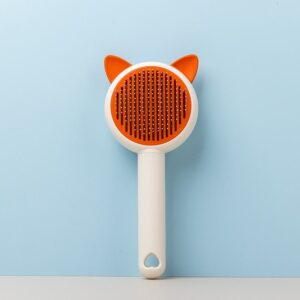 cute self cleaning pet grooming brush with stainless steel pins for dogs and cats