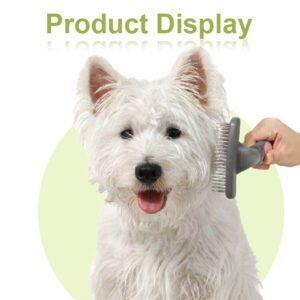 stainless steel pet deshedding brush with ergonomic handle for dogs and cats