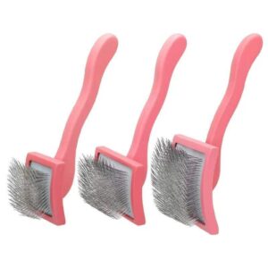 wooden handle slicker brush with long metal pins for grooming dogs and cats
