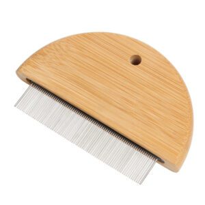 small bamboo pet flea comb with fine steel teeth for cats and dogs