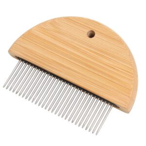 small bamboo pet flea comb with fine steel teeth for cats and dogs