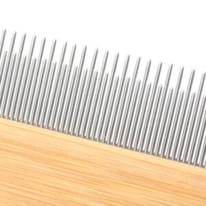 small bamboo pet flea comb with fine steel teeth for cats and dogs