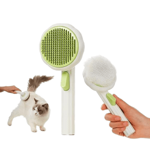 self cleaning pet grooming brush with stainless steel pins for cats and dogs
