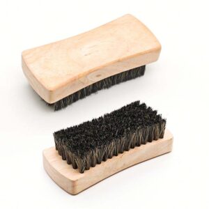 wooden shoe polishing brush with dense nylon and pig bristles for cleaning leather shoes and boots