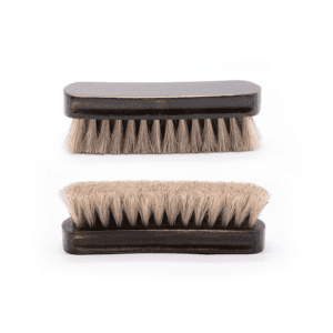 premium wooden shoe cleaning brush with soft light horsehair bristles for polishing leather shoes