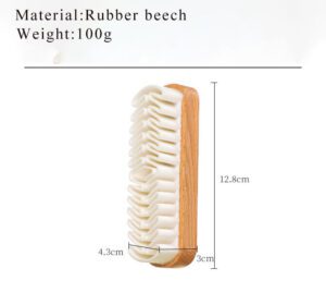 compact wooden suede shoe brush with white rubber cleaning bristles for nubuck and leather care