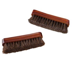 premium wooden shoe polish brush with dense dark horsehair bristles for leather shoe cleaning and polishing