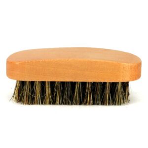 small portable wooden shoe brush with soft horsehair bristles for shoe polishing and travel cleaning