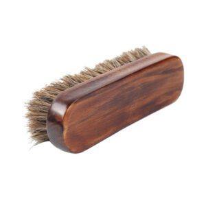 premium wooden shoe polish brush with dense dark horsehair bristles for leather shoe cleaning and polishing