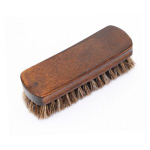 premium wooden shoe polish brush with dense dark horsehair bristles for leather shoe cleaning and polishing